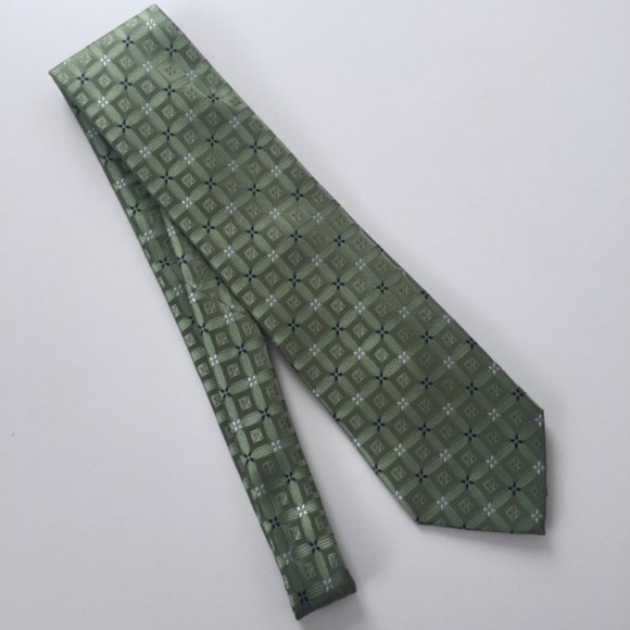 Silk Pronto Uomo Like New Green Tie - Picture 3 of 5